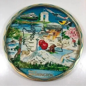 Vintage souvenir  State of Washington tin serving tray